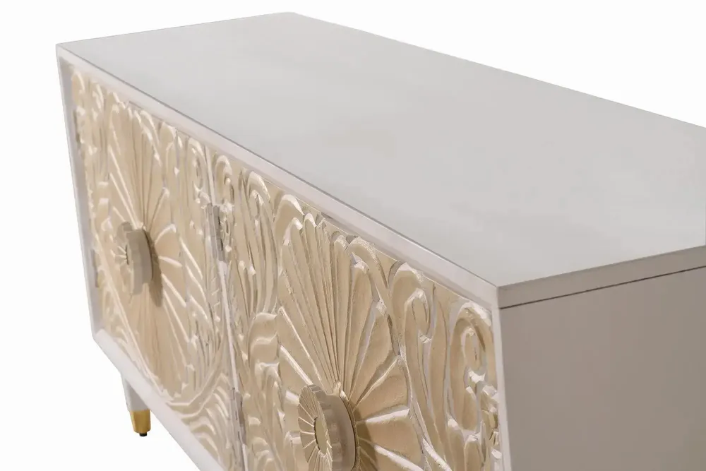 Sideboards - Mango wood sideboard with white gold details - GINER Y COLOMER