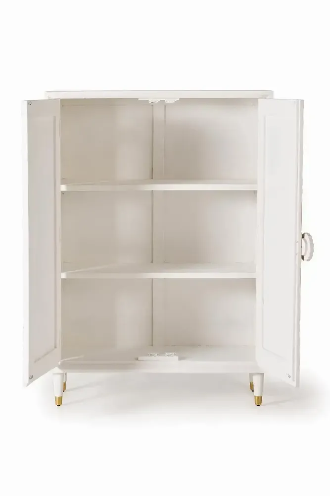 Sideboards - Sideboard in white mango wood and gold details - GINER Y COLOMER