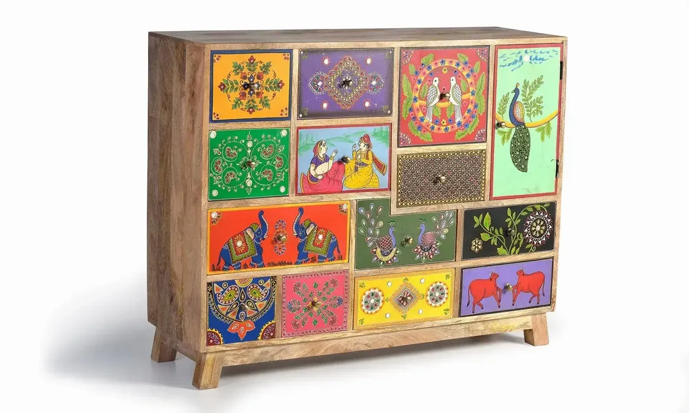 Chests of drawers - Multicolored chest of drawers in hand-painted mango wood - GINER Y COLOMER
