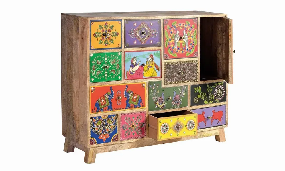 Chests of drawers - Multicolored chest of drawers in hand-painted mango wood - GINER Y COLOMER