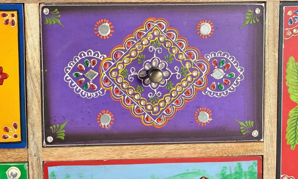 Chests of drawers - Multicolored chest of drawers in hand-painted mango wood - GINER Y COLOMER