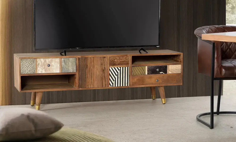 TV stands - TV cabinet in light walnut mango wood - GINER Y COLOMER