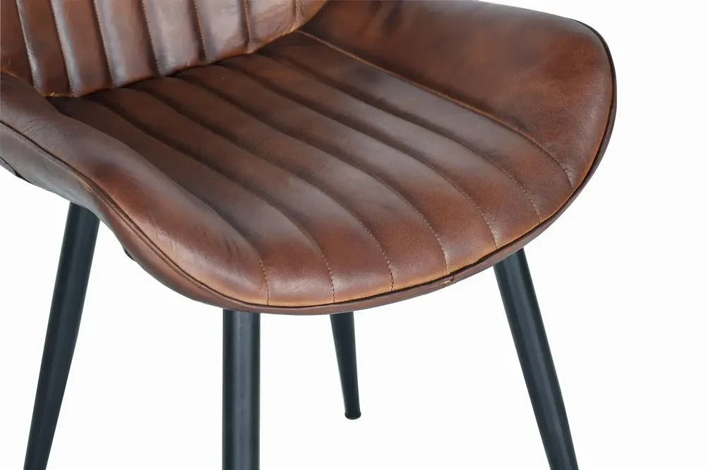 Chairs - Set of 2 chairs in brown leather and metal - GINER Y COLOMER