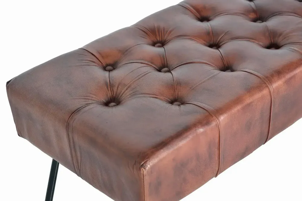 Bancs - Banc en cuir et pieds en métal - GINER Y COLOMER
