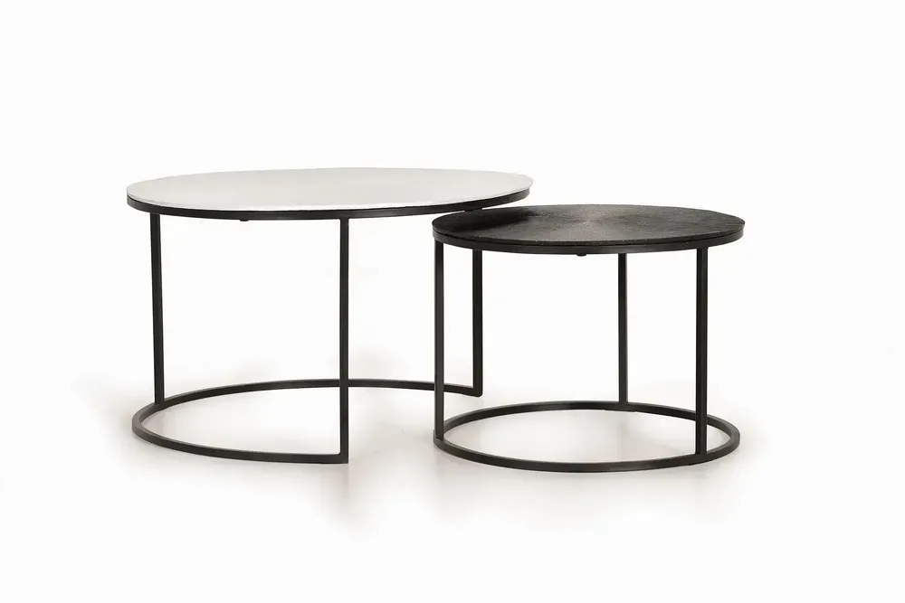 Tables basses - Lot de 2 tables basses avec structure et plateaux en métal - GINER Y COLOMER