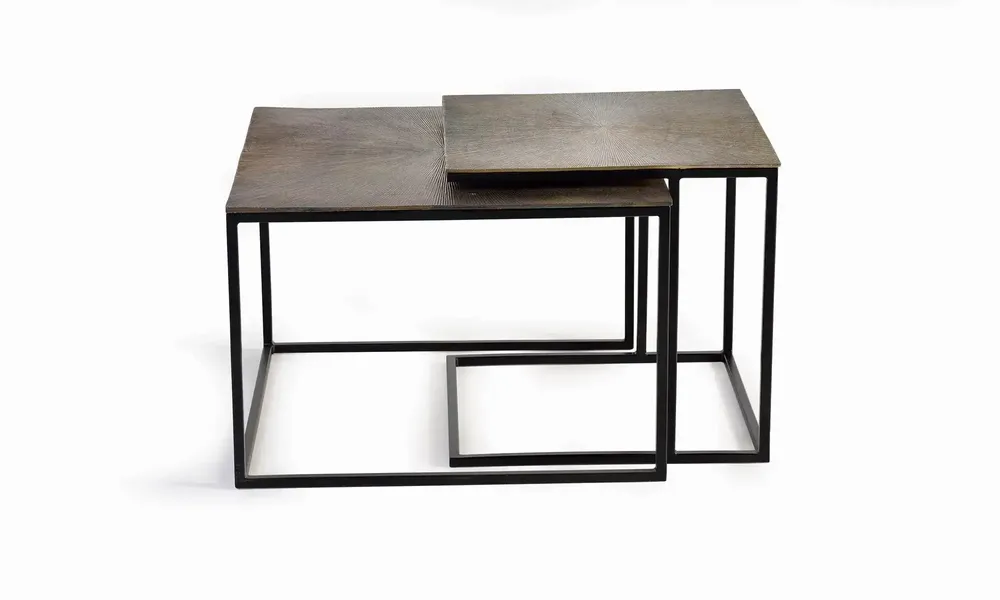 Tables basses - Lot de deux tables basses plateau bronze et pieds métal - GINER Y COLOMER