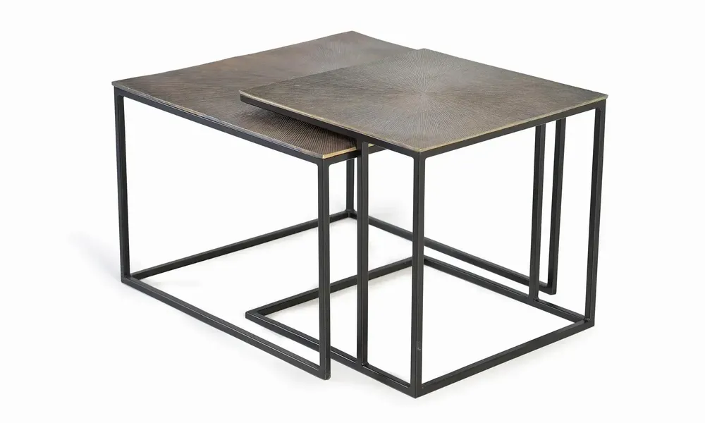 Tables basses - Lot de deux tables basses plateau bronze et pieds métal - GINER Y COLOMER