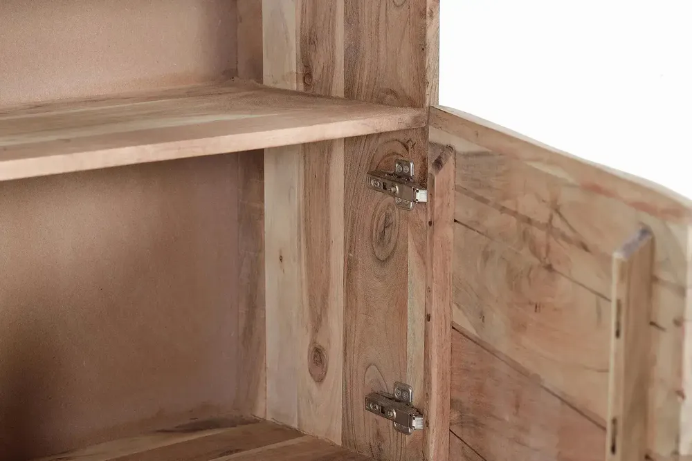 Sideboards - Acacia wood sideboard, natural and black metal legs - GINER Y COLOMER
