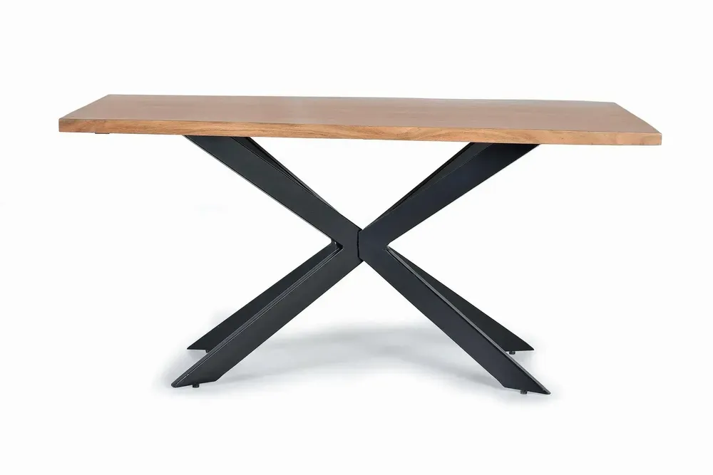 Tables Salle à Manger - Table à manger en bois d'acacia naturel et pieds en métal noir - GINER Y COLOMER