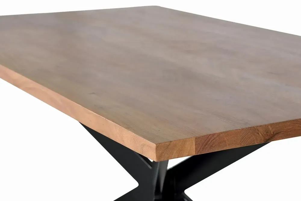 Tables Salle à Manger - Table à manger en bois d'acacia naturel et pieds en métal noir - GINER Y COLOMER