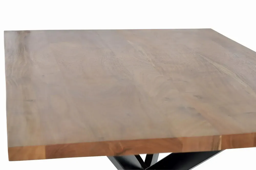 Tables Salle à Manger - Table à manger en bois d'acacia naturel et pieds en métal noir - GINER Y COLOMER