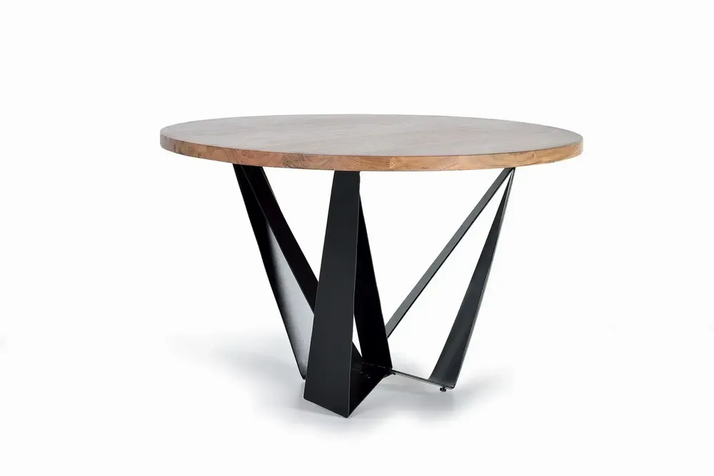 Tables Salle à Manger - Table à manger en bois d'acacia naturel et pieds en métal noir - GINER Y COLOMER