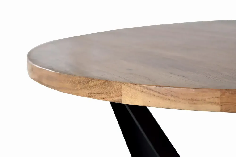 Tables Salle à Manger - Table à manger en bois d'acacia naturel et pieds en métal noir - GINER Y COLOMER