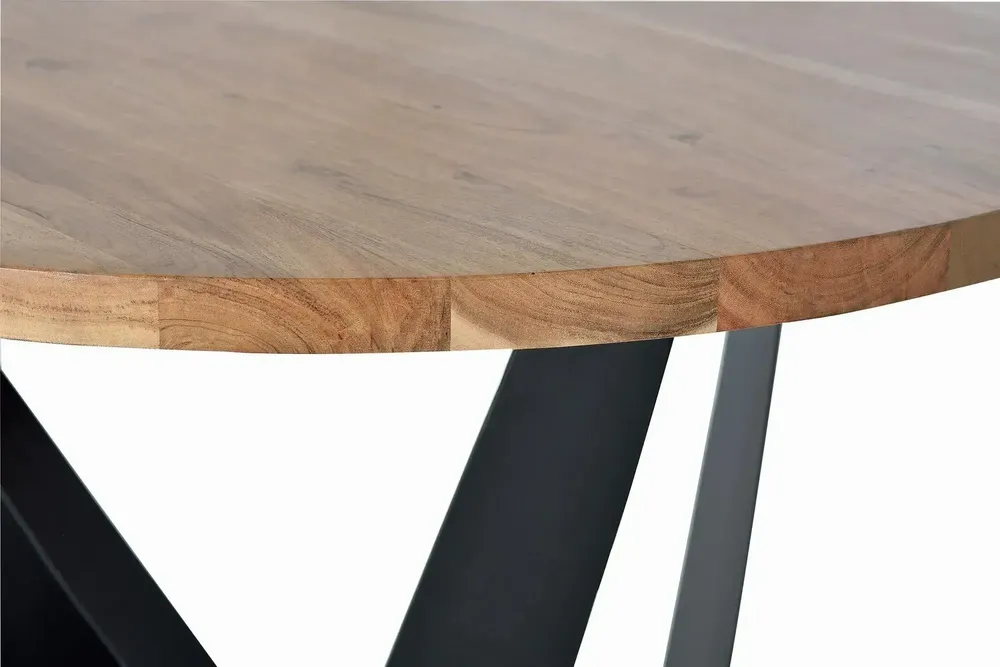 Tables Salle à Manger - Table à manger en bois d'acacia naturel et pieds en métal noir - GINER Y COLOMER