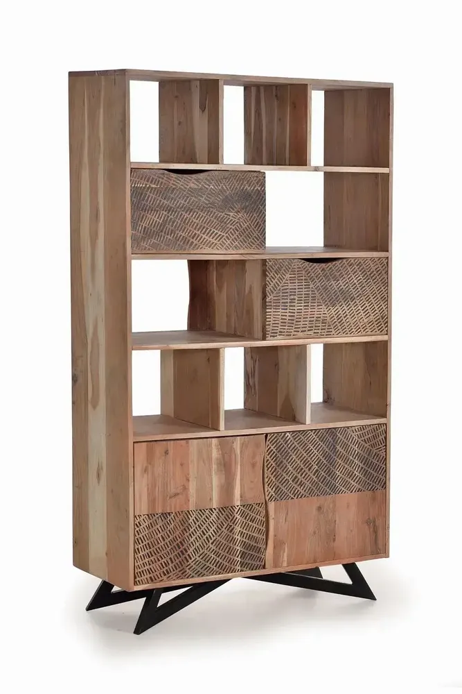 Etagères - Étagère en bois d'acacia et pieds en métal couleur naturelle - GINER Y COLOMER