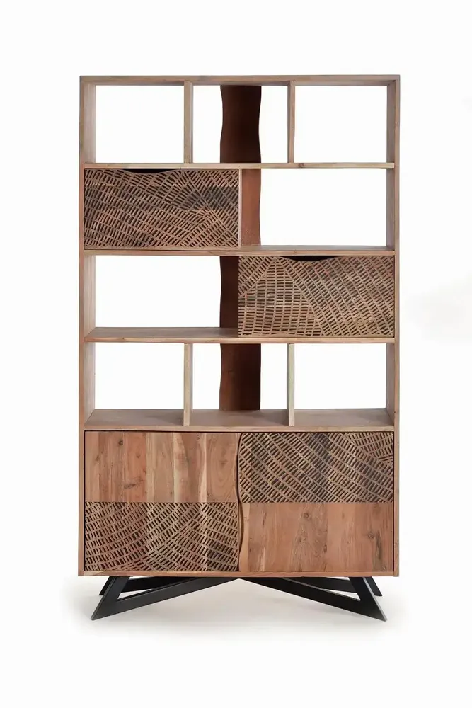 Etagères - Étagère en bois d'acacia et pieds en métal couleur naturelle - GINER Y COLOMER