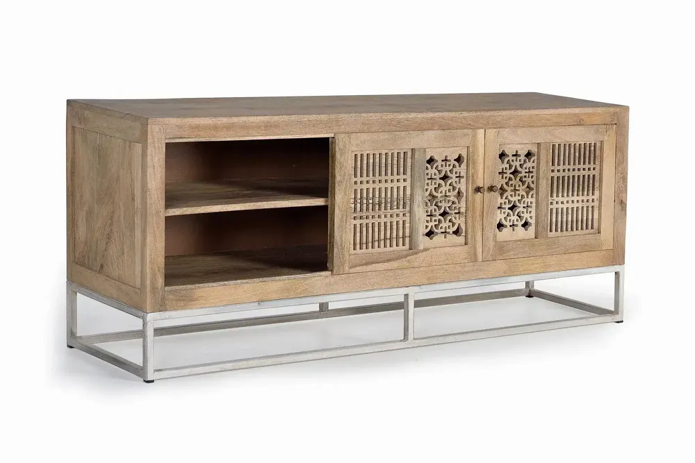 TV stands - TV cabinet in mango wood and natural metal legs - GINER Y COLOMER
