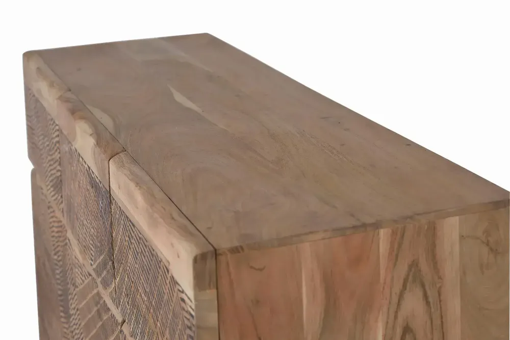 Sideboards - Sideboard in acacia wood and natural-colored metal slats - GINER Y COLOMER