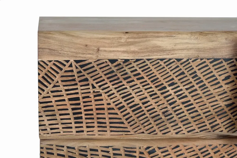 Sideboards - Sideboard in acacia wood and natural-colored metal slats - GINER Y COLOMER