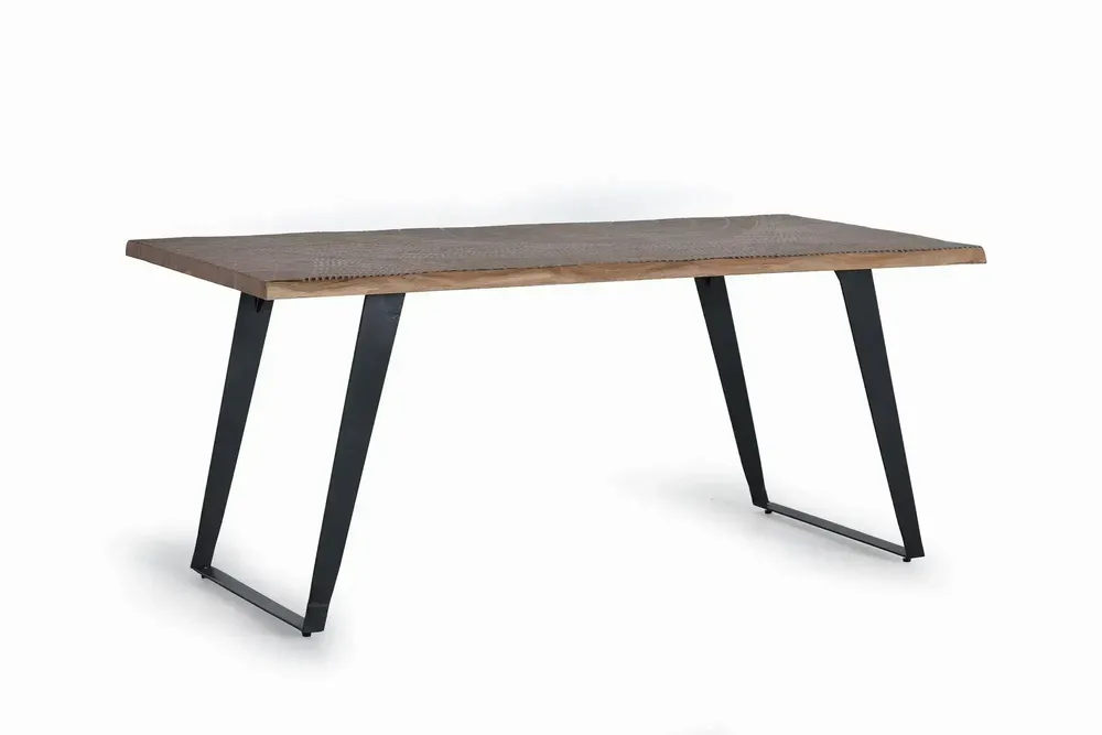 Dining Tables - Dining table in natural acacia wood and metal legs - GINER Y COLOMER