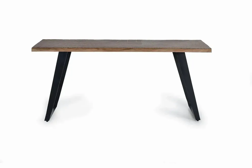 Dining Tables - Dining table in natural acacia wood and metal legs - GINER Y COLOMER