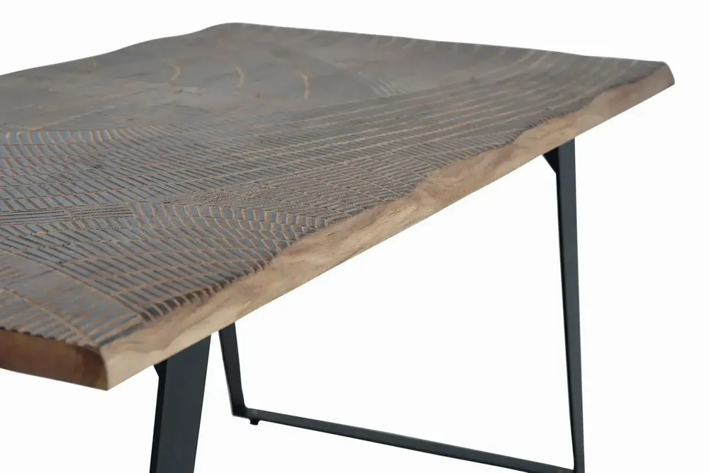 Dining Tables - Dining table in natural acacia wood and metal legs - GINER Y COLOMER