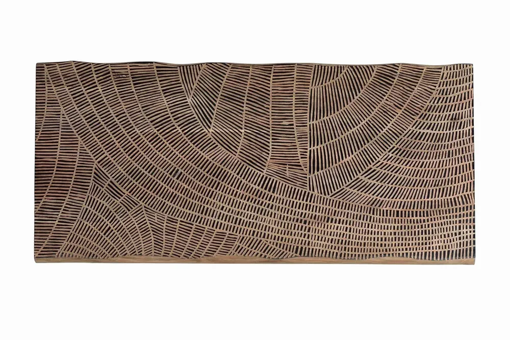 Dining Tables - Dining table in natural acacia wood and metal legs - GINER Y COLOMER