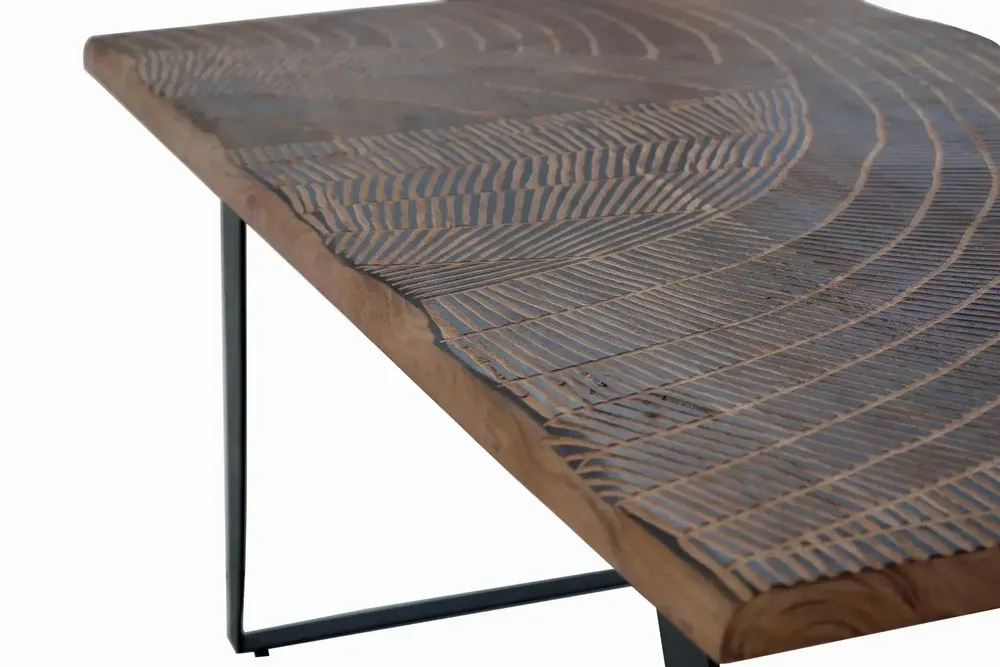 Dining Tables - Dining table in natural acacia wood and metal legs - GINER Y COLOMER