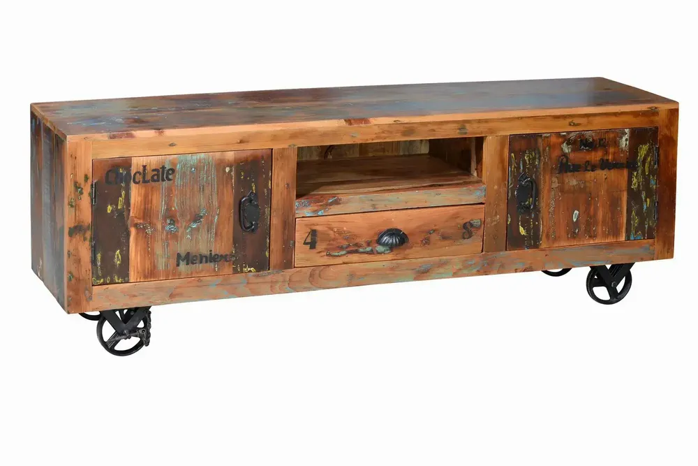 Meubles TV - Meuble TV exclusif en bois recyclé multicolore - GINER Y COLOMER