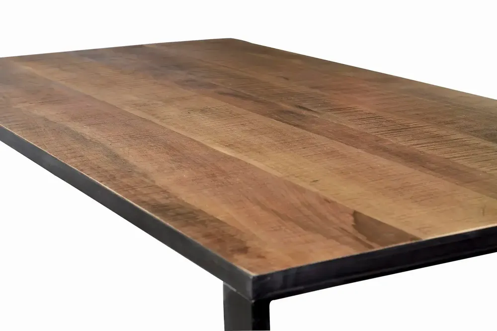 Dining Tables - Dining table in metal and natural and black acacia 8 seats - GINER Y COLOMER