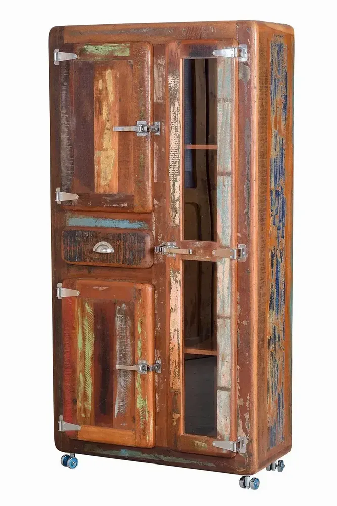 Buffets - Vitrine en bois recyclé avec finition multicolore - GINER Y COLOMER