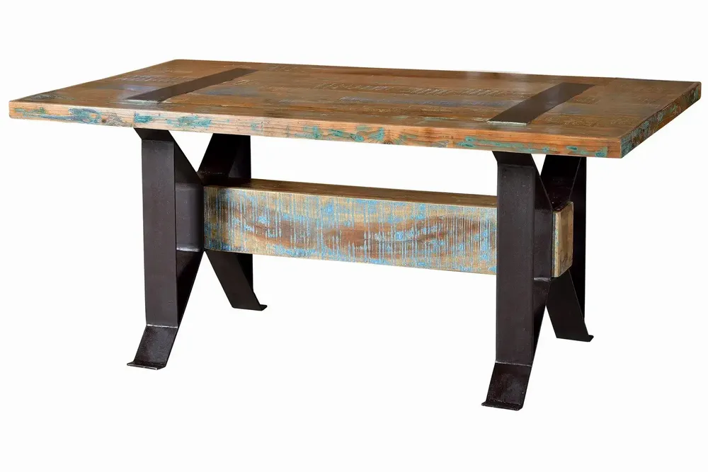 Tables Salle à Manger - Table à manger exclusive en bois recyclé et piètement en métal - GINER Y COLOMER
