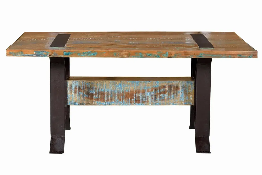 Tables Salle à Manger - Table à manger exclusive en bois recyclé et piètement en métal - GINER Y COLOMER