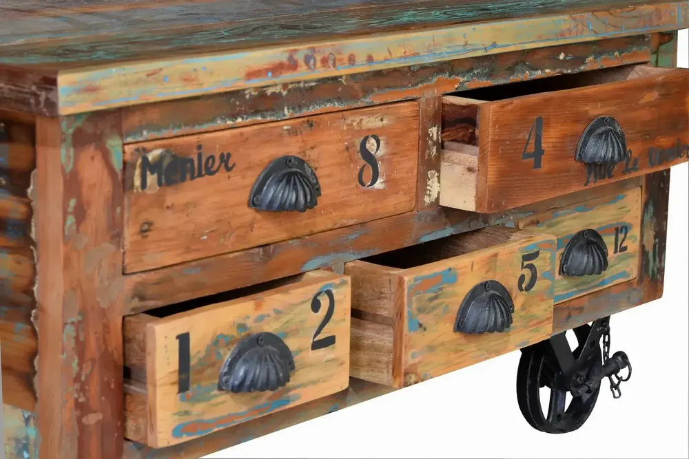 Coffee tables - Multicolored recycled wood coffee table - GINER Y COLOMER