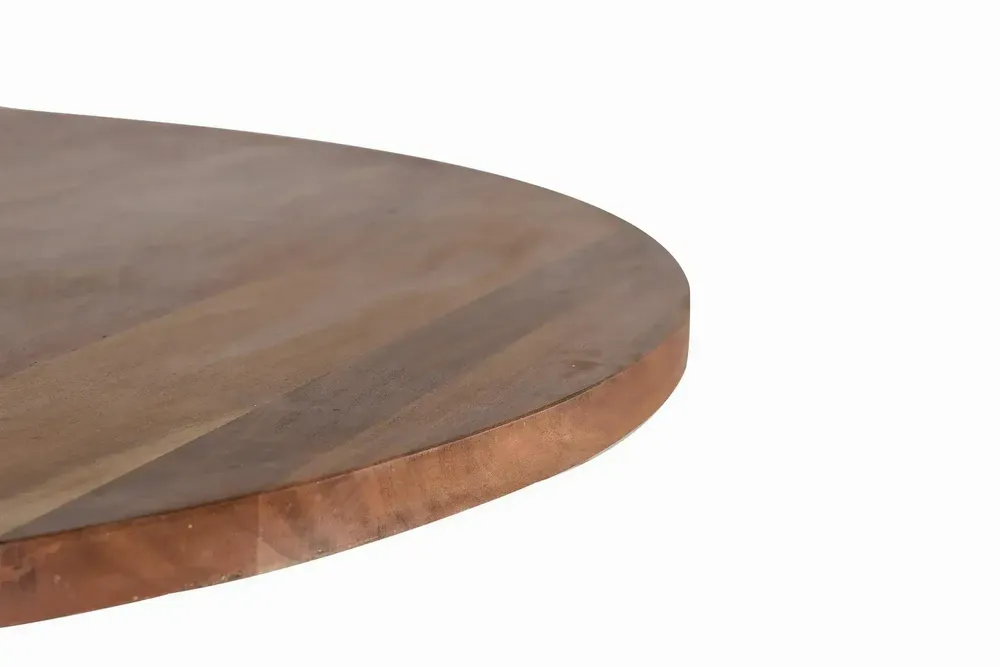 Dining Tables - Round dining table in natural acacia wood and black metal legs - GINER Y COLOMER