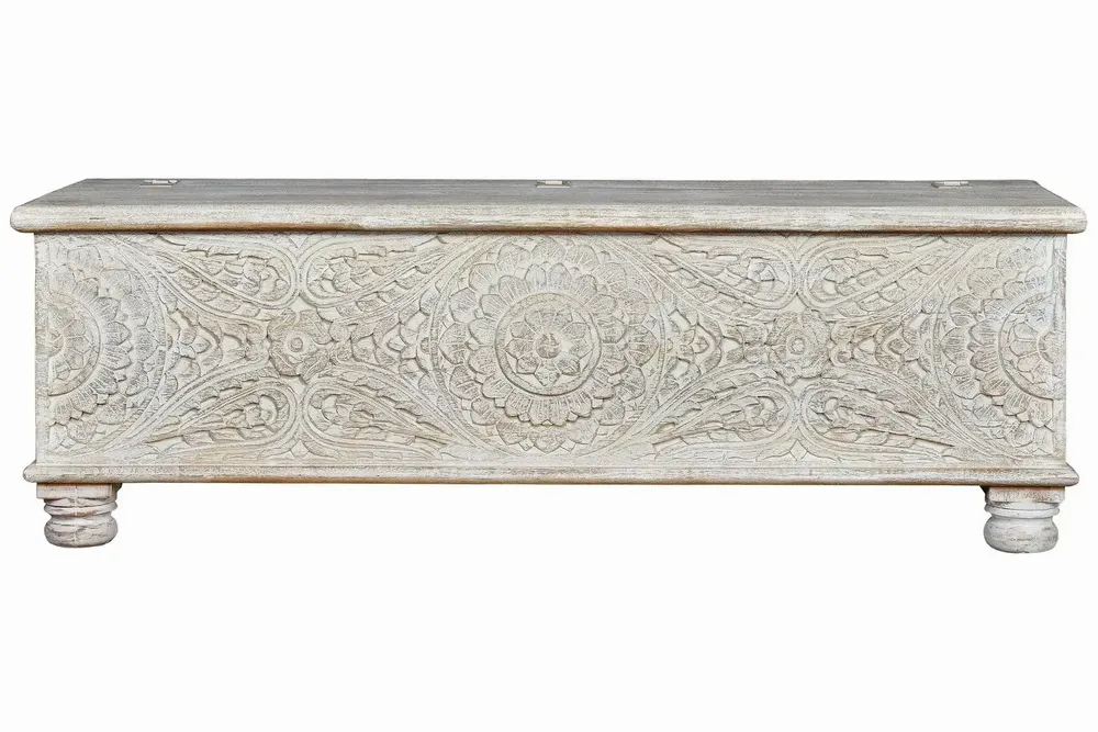 Boîtes de rangement  - Coffre en bois de manguier blanc vieilli - GINER Y COLOMER