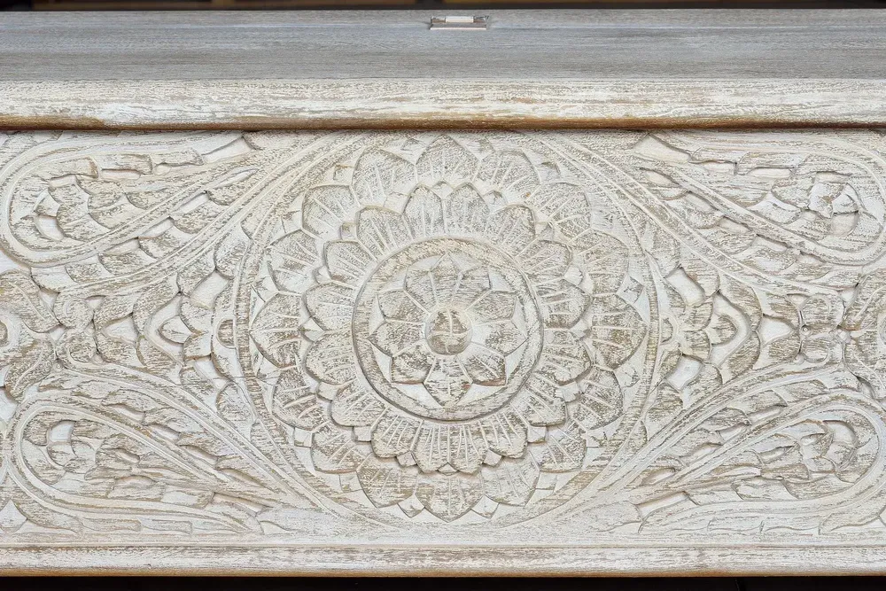 Boîtes de rangement  - Coffre en bois de manguier blanc vieilli - GINER Y COLOMER