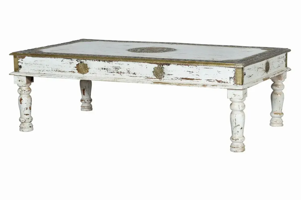 Coffee tables - Coffee table in aged white mango wood - GINER Y COLOMER