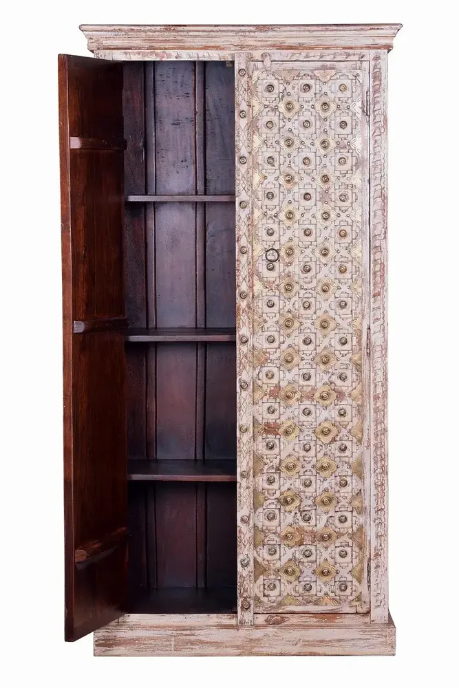 Wardrobe - Mango wood cabinet with aged ivory details - GINER Y COLOMER
