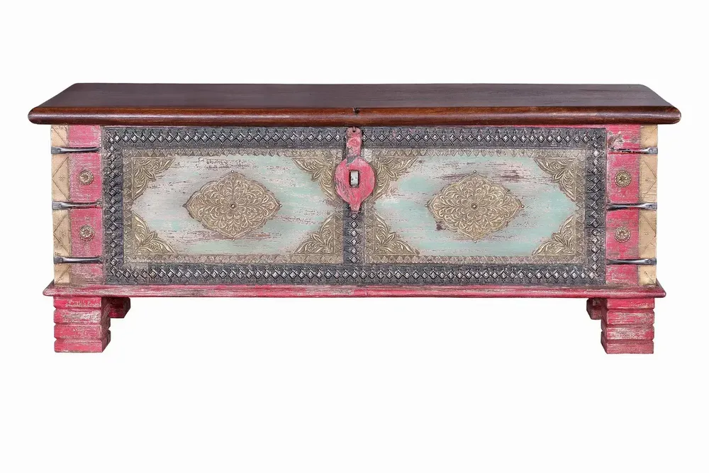 Boîtes de rangement  - Coffre en manguier rouge vieilli et merisier - GINER Y COLOMER