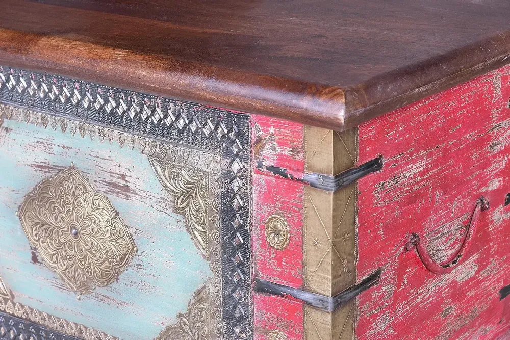 Boîtes de rangement  - Coffre en manguier rouge vieilli et merisier - GINER Y COLOMER