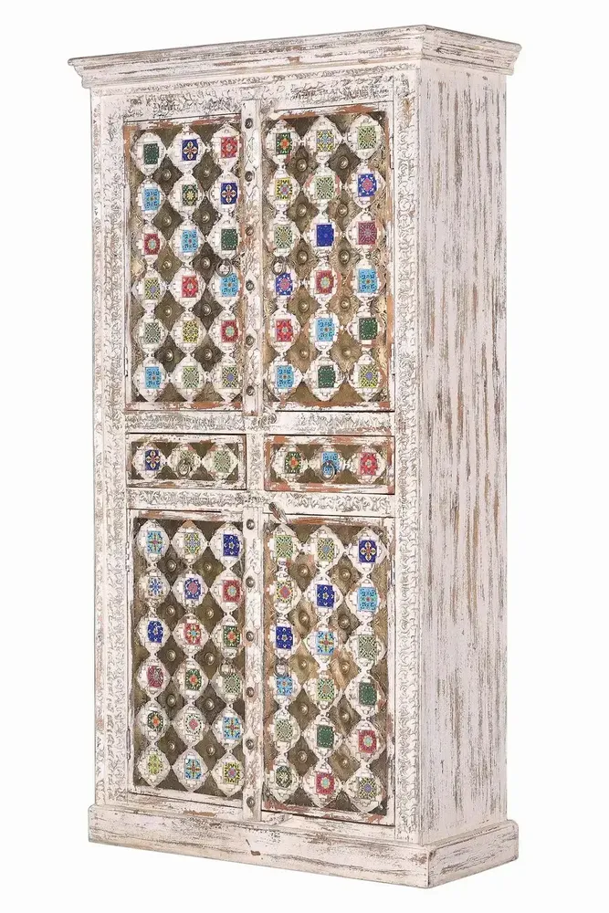 Wardrobe - Mango wood cabinet with ceramic and bronze details - GINER Y COLOMER