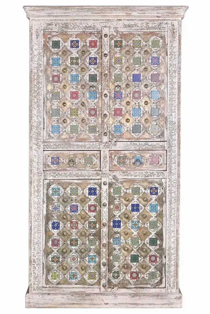 Wardrobe - Mango wood cabinet with ceramic and bronze details - GINER Y COLOMER