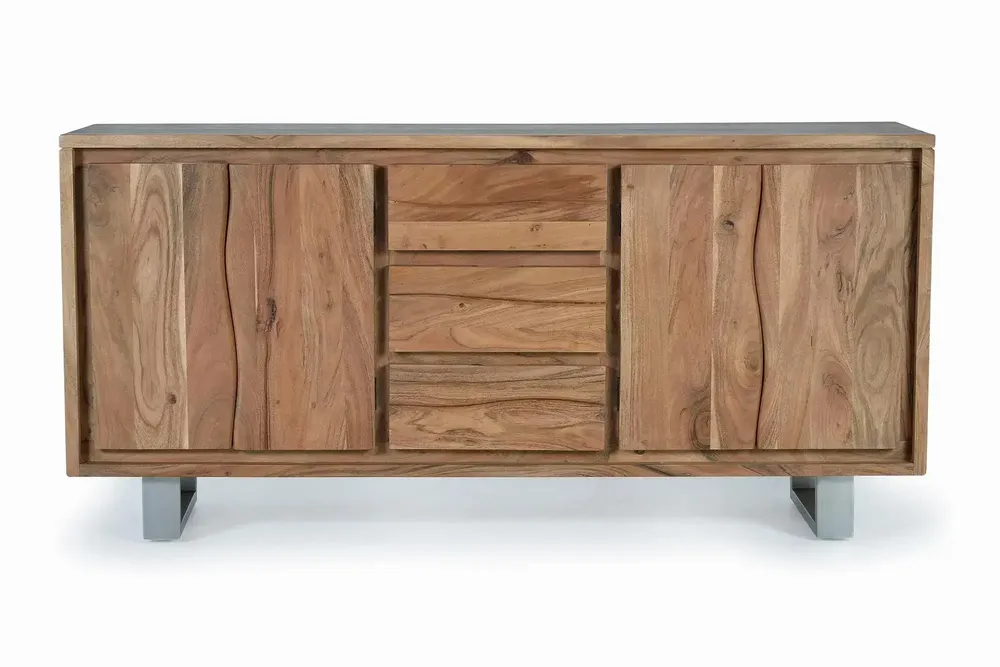 Sideboards - Acacia wood and metal sideboard - GINER Y COLOMER
