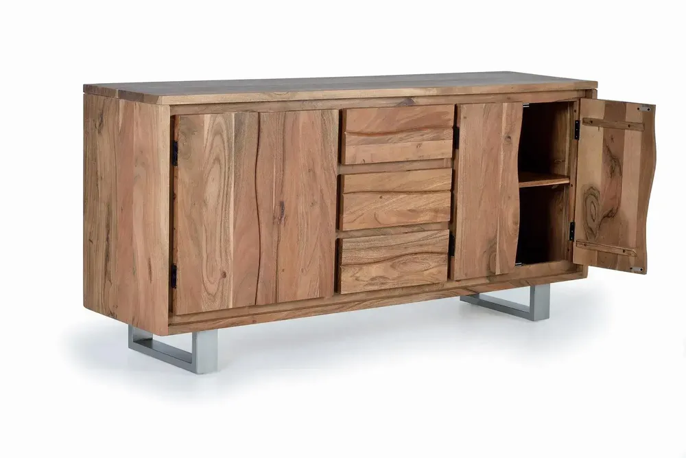 Sideboards - Acacia wood and metal sideboard - GINER Y COLOMER