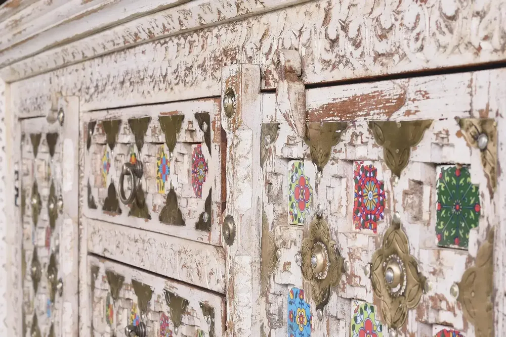 Sideboards - Mango wood sideboard with ceramic details - GINER Y COLOMER