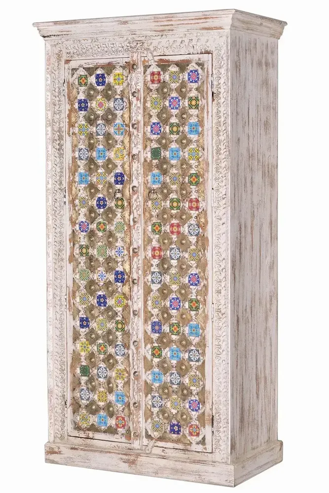 Wardrobe - Mango wood cabinet with ceramic and bronze details - GINER Y COLOMER