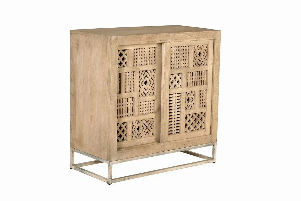 Buffets - Buffet en bois de manguier et pieds en métal couleur naturelle - GINER Y COLOMER