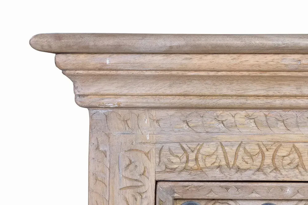 Night tables - Natural mango wood bedside table with bronze details - GINER Y COLOMER