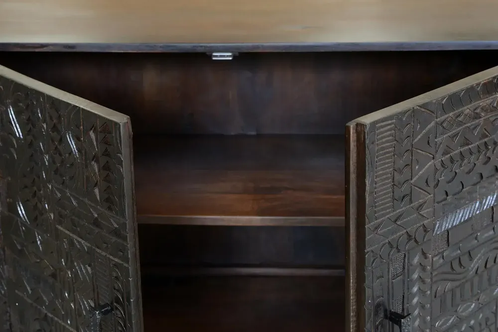 Sideboards - Sideboard in mango wood and dark walnut metal legs - GINER Y COLOMER
